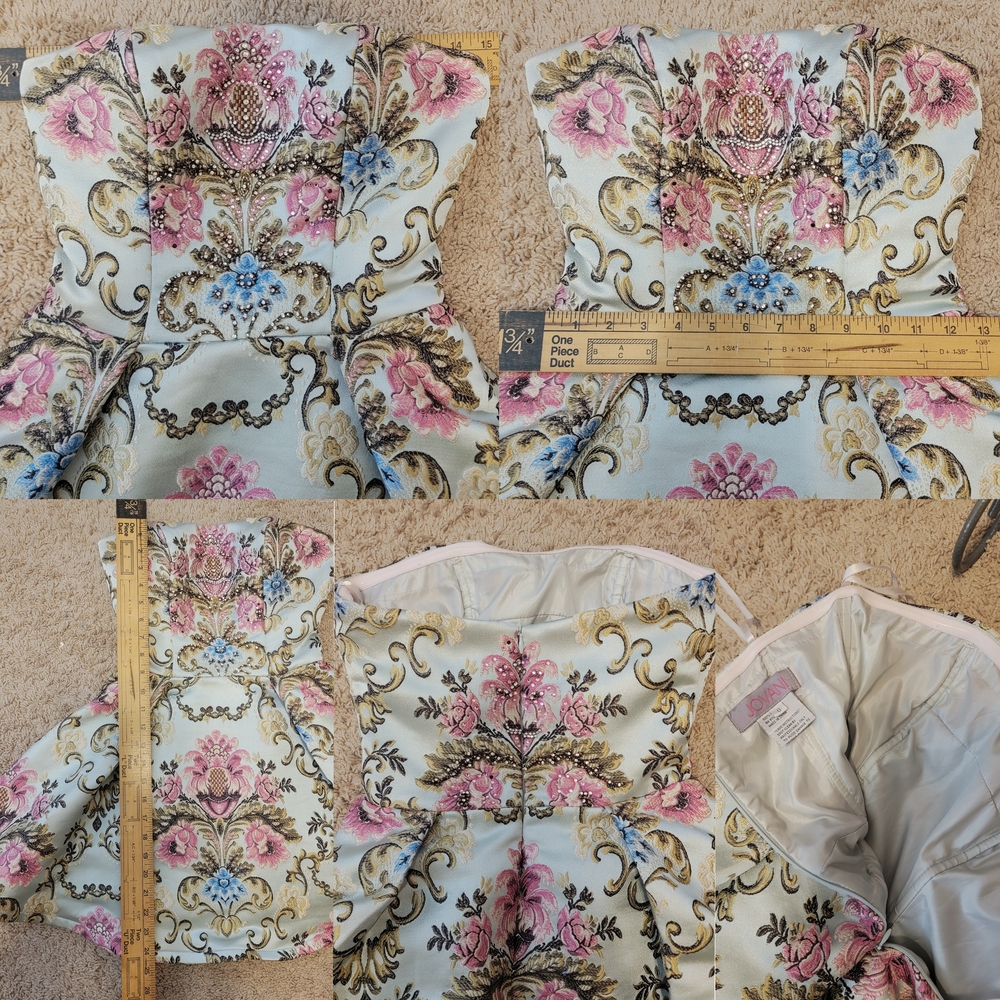 *Jovani Strapless Floral Mini Dress Rhinestones and Paisley Print* - Picture 9 of 11